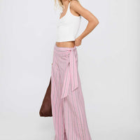 Wave Dancer Tie Pant Pink Stripe