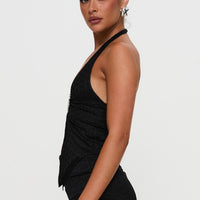 Moderna Halter Lace Top Black