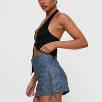 Ceejay Faux Leather Mini Skirt Slate