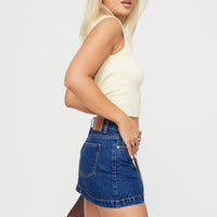 Nickei Denim Mini Skirt Mid Wash Lower Impact