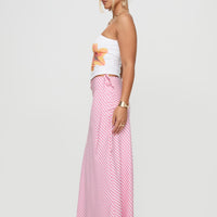 Fluttering Maxi Skirt Pink Stripe