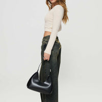 Ribbon Stamp Low Rise Wide Leg Jeans Antique Wash