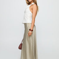 Mixed Signals Midi Skirt Brown Stripe