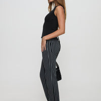 Allude Low Waist Pinstripe Pant Black