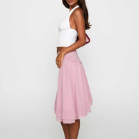 Evanescence Asymmetrical Midi Skirt Pastel Pink