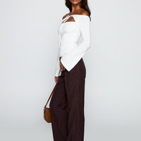 Kinkirk Flared Pants Brown Pinstripe