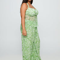 Finesse Pants Green Floral Curve
