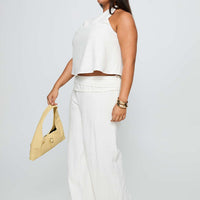 Silver Moon Linen Blend Tie Pants White Curve