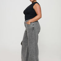 Wolfie High Rise Wide Leg Slouchy Jeans Steel Curve