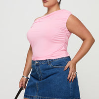 Nickei Denim Mini Skirt Mid Wash Curve