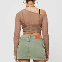 Zakai Cargo Denim Mini Skirt Green