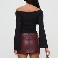 Magee Faux Leather Mini Skirt Burgundy