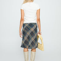 Shoreline Midi Skirt Blue Check