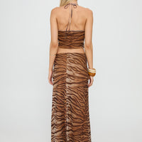 Better Now Cowl Neck Set Brown Tiger