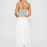 Small Towns Shirred Midi Skirt White