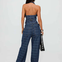 Renewal Halter Top Indigo Plaid