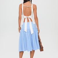 Raelan Tiered Midi Skirt Blue Stripe