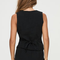 Ginger Linen Blend Vest Black