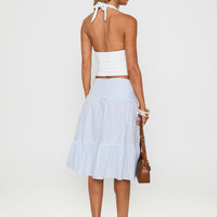 Cascades Low Rise Midi Skirt Blue / White Stripe