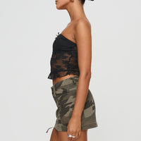 Zakai Cargo Denim Mini Skirt Camo