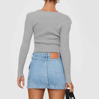 Zakai Cargo Denim Mini Skirt Ice Blue