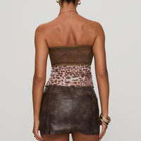 Anarchy Faux Leather Mini Skirt Brown