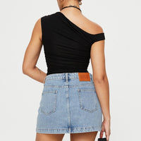 Nickei Denim Mini Skirt Light Wash Tall