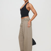Paltrow Mid Rise Wide Leg Cargo Jeans Washed Brown