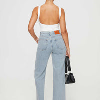 Fawcett High Rise Straight Leg Jeans Light Blue Wash Petite