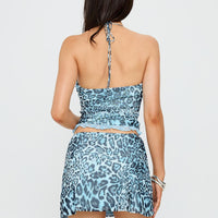 Mystia Mini Skirt Blue / Leopard