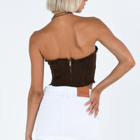 Zakai Cargo Denim Mini Skirt White