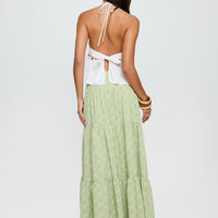 Silver Soul Embroidered Maxi Skirt Sage