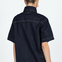 Whitaker Short Sleeve Shacket Dark Denim