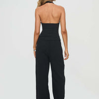 Clouded Linen Blend Vest Top Black