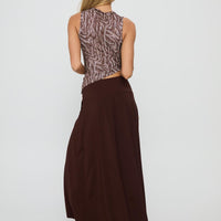 Nola Hardware Slit Maxi Skirt Brown