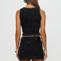 Nickei Denim Mini Skirt Black