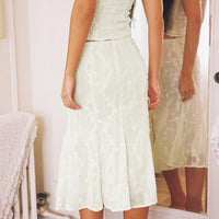 Aspyn Embroidered Midi Skirt Yellow