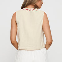 Grazia Vest Top Cream / Red