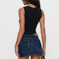 Monti Buckle Denim Mini Skirt Mid Blue