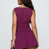 I Belong Shirred Mini Skirt Wine