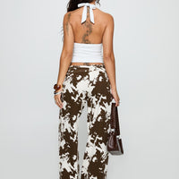 Baccarat Mid Rise Wide Leg Belted Pant Cow Print