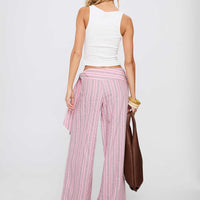 Wave Dancer Tie Pant Pink Stripe