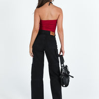 Thomson High Rise Wide Leg Cargo Jeans Black