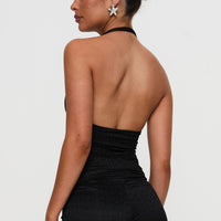 Moderna Halter Lace Top Black