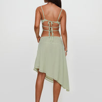 Pappilion Asymmetrical Midi Skirt Sage