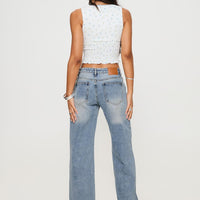 Ronine Low Rise Wide Leg Jeans Light Wash