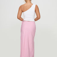 Fluttering Maxi Skirt Pink Stripe