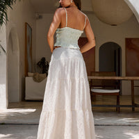 Silver Soul Embroidered Maxi Skirt Cream