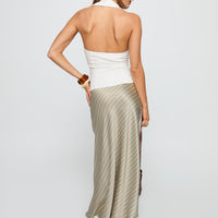 Mixed Signals Midi Skirt Brown Stripe