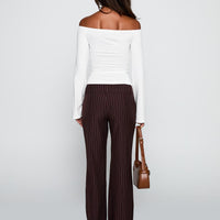 Kinkirk Flared Pants Brown Pinstripe